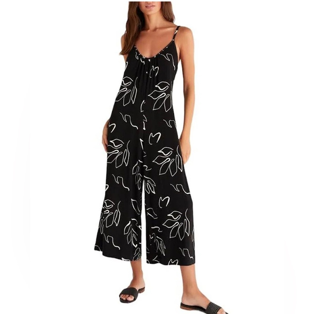 NWT Z Supply Summerland Abstract Jumpsuit Romper Size Small Black White